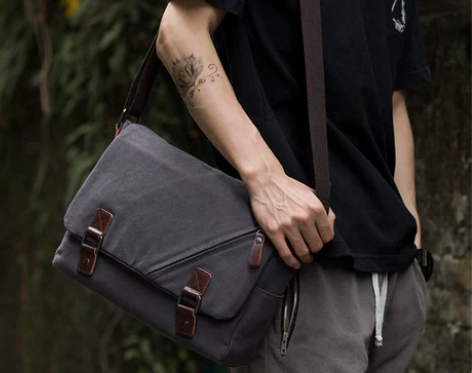 【狂暑价】街头复古帆布男士潮流斜挎包休闲单...