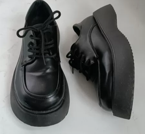 20包邮37码黑色厚底小皮鞋jk鞋增高鞋玛...