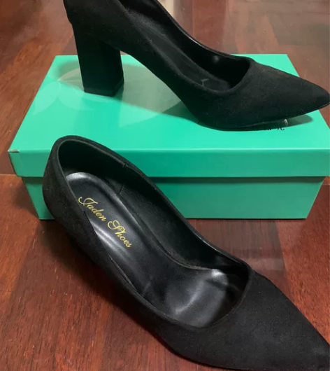 复古玛丽珍鞋女韩版百搭绒面尖头方跟高跟单鞋...