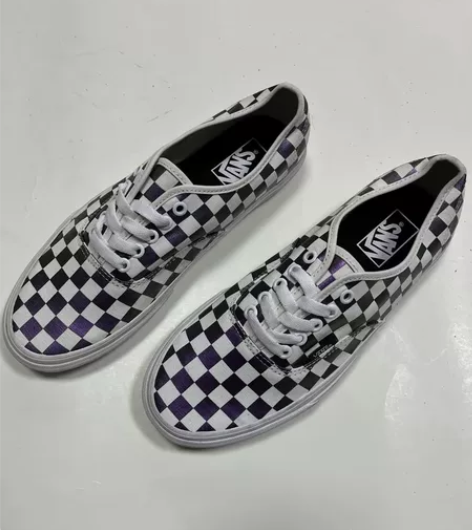 Vans范斯Authentic时尚紫白棋盘...