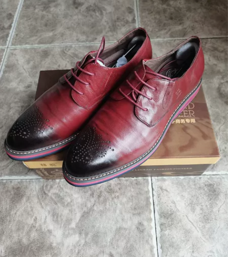 Camel/骆驼男鞋 布洛克男鞋 系带牛皮...