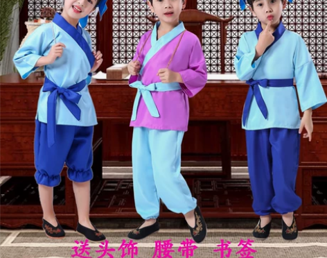 儿童书童汉服演出服学生农夫古装锄禾扮演三字...