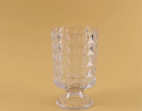 【清仓】法式透明浮雕玻璃花瓶欧式高脚花器家...