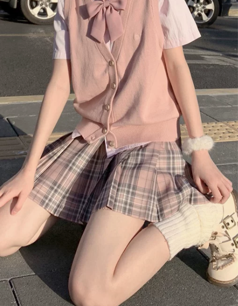 学院风短裙情人节限定jk制服裙正版格裙百褶...