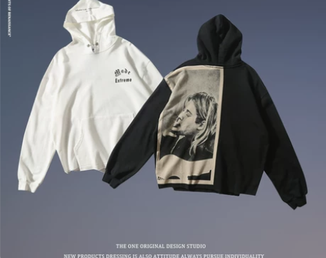 THE ONE国潮欧美高街人像印花卫衣男潮...