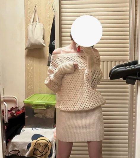 艾格针织连衣裙 带吊带 大牌 包臀裙 秋冬...