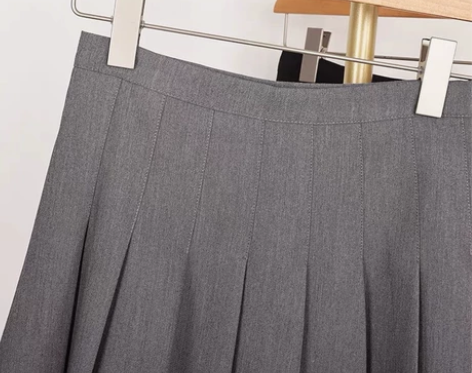 灰色百褶裙半身裙女春秋冬防走光高腰短裙jk...