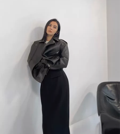 羊毛呢半身裙冬季超长款黑色铅笔裙一步裙 羊...