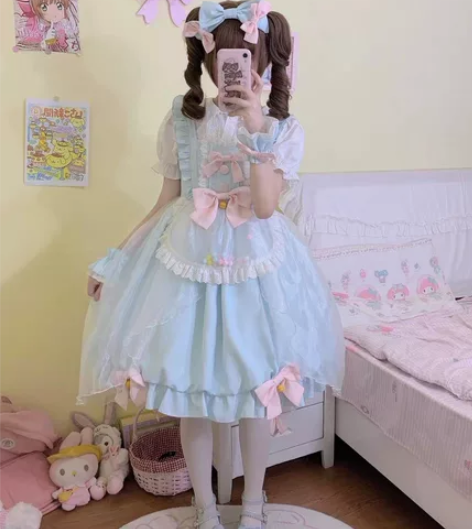 奶派甜心酥饼猫原创设计 甜美可爱洛丽塔花苞...