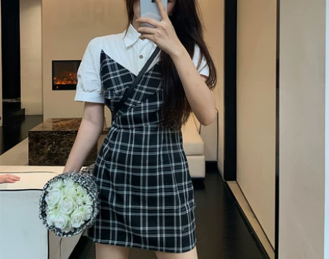 西西Cherry学院风假两件连衣裙御姐裙子...