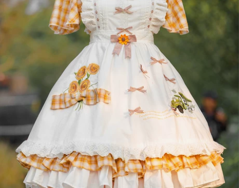 喀秋莎  田园风lolita 涤棉格子 裙...