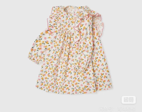 全新迷你巴拉巴拉儿童裙子女童灯笼袖复古田园...