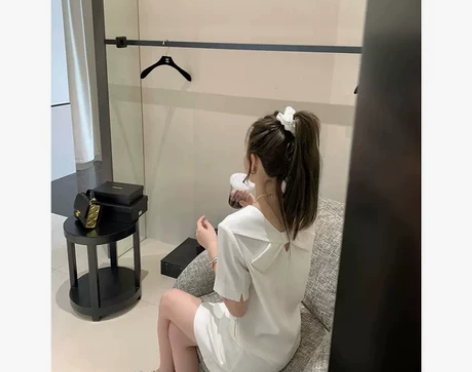 小宜定制【朗姆夏日醋酸裙】白色连衣裙女夏季...