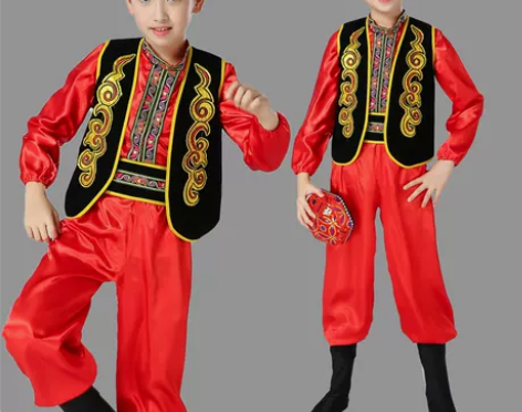 儿童新疆舞蹈演出服少儿印度表演服男童维吾尔...