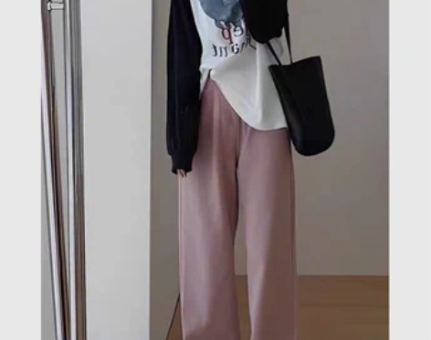 【暖心价】SAW 粉色阔腿直筒牛仔裤女20...