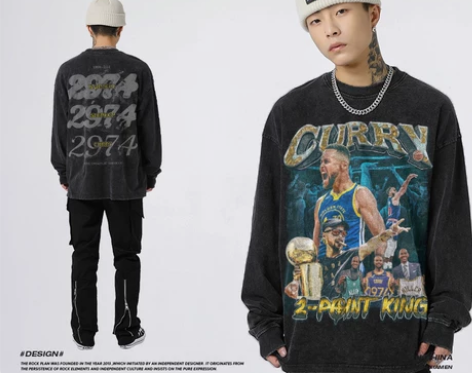 摇滚计划NBA勇士斯蒂芬库里印花街头篮球复...