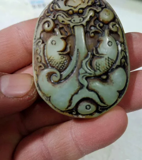 老物件老玉雕挂件，手工雕刻，产品如图藏友自...