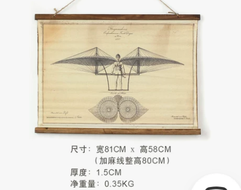 复古麻布麋鹿地球仪无框画布画挂画壁饰办公室...