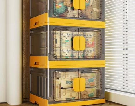 折叠箱免安装开门式透明收纳柜收纳箱家用衣物...