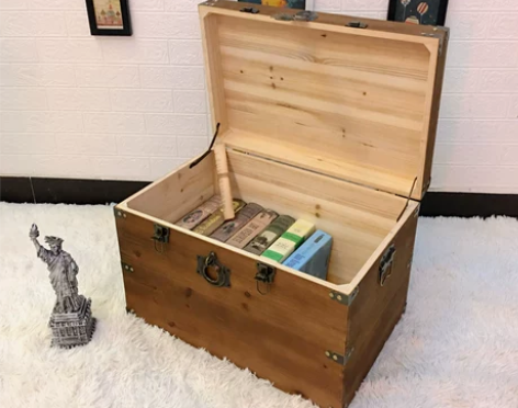 收纳箱 木箱子带锁储物箱实木复古木盒子特大...