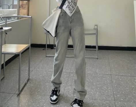 ZNZX2022夏季新款高腰复古做旧牛仔裤...