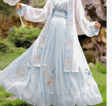 玉术原创汉服女凤鸾宋制长褙子齐腰襦裙宋抹绣...
