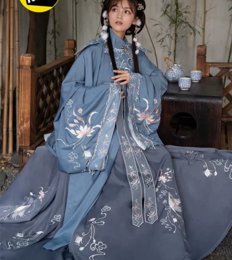 全新 清梳原创西府幽兰明制汉服立领长袄刺绣...