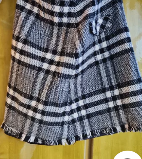 条纹格子裙半身裙A字裙冬季打底毛裙 S码八...