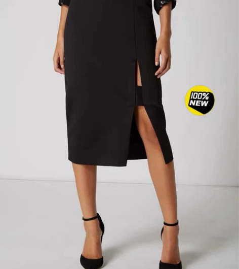 全新铅笔裙包臀裙半裙黑色开叉 新旧程度 全...