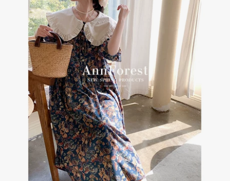 【中世纪歌女】安妮森林 法式花色油画裙大翻...