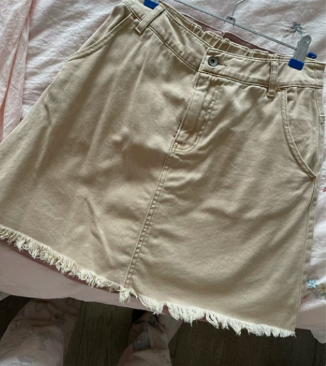 包邮w closet帆布牛仔裙 一条米色有...