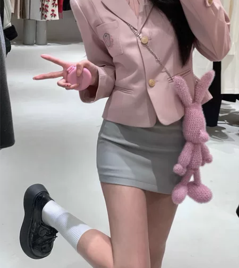 少也眼 樱花少女 盐系甜酷学院风粉色jk西...