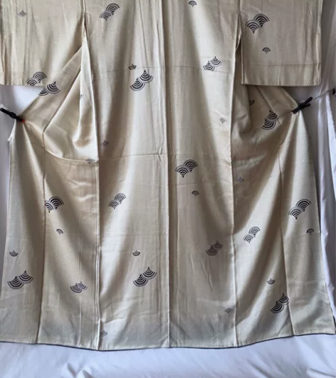 米白海波小纹和服真丝蚕丝面料中古回流 材质...