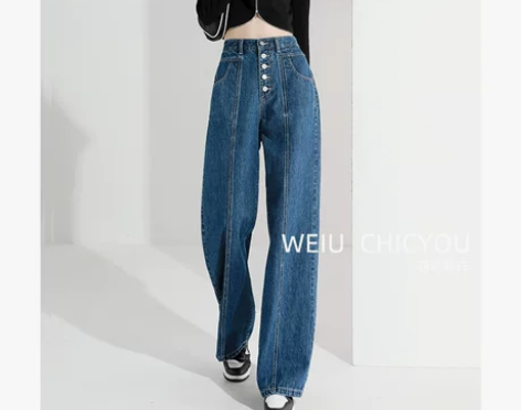 【玩裤时代】高腰牛仔裤女春装2022年新款...