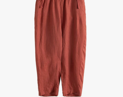 叙涵时尚复古亚麻休闲裤女2020夏季新款纯...