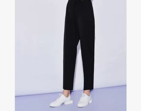 洛可可新款高腰休闲裤女百搭直筒黑色九分裤专...