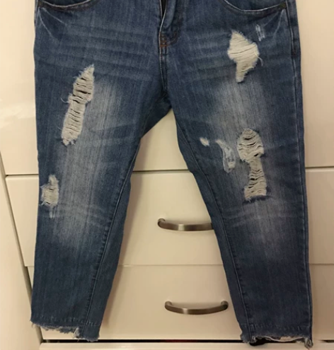 破洞七分牛仔裤 s码