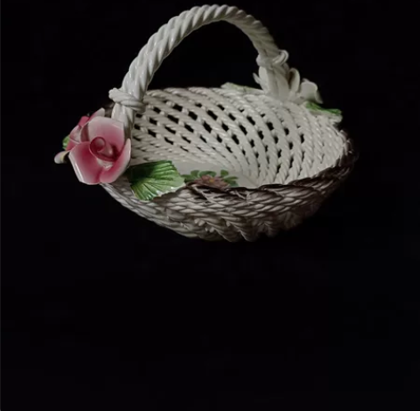 【品名】手工制作陶瓷花篮  置物摆件 【产...