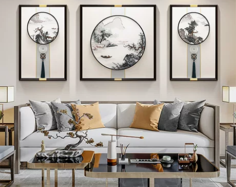 刺绣挂画新中式客厅装饰画苏绣山水风景画高档...