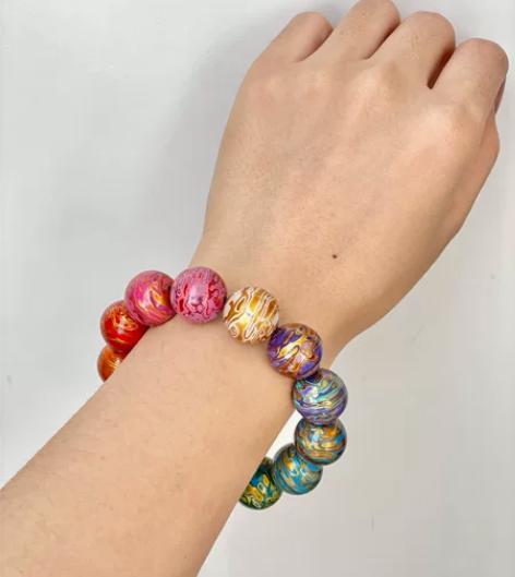 非遗大漆珠多宝手串，七彩鎏金，未盘玩，礼盒...