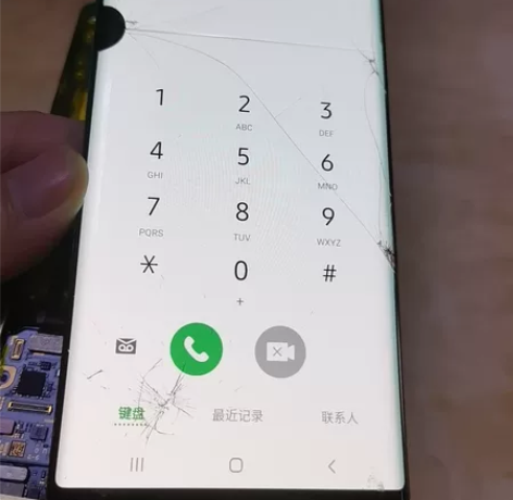 三星NOET10原装拆机屏总成带框，外屏破裂，屏幕有点+横线...