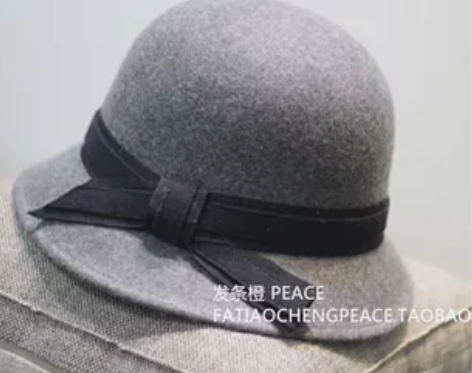 复古秋冬季蝴蝶结百搭纯羊毛呢帽子女士圆顶复...