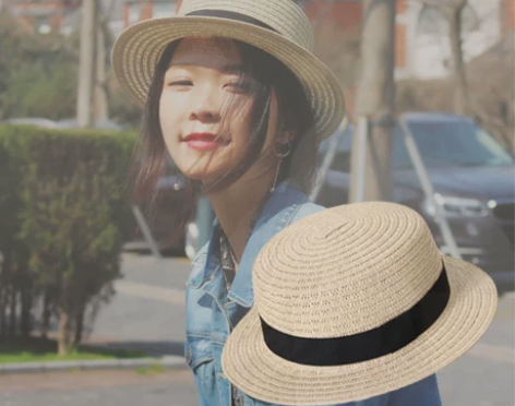 日系草编草帽遮阳帽明星同款小礼帽女英伦夏天...