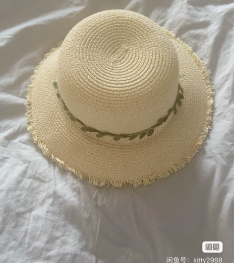 米色宽沿草帽 遮阳 头围56-58 全新全...