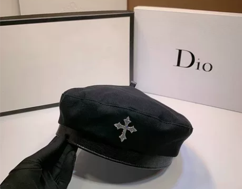 洛丽帕水钻克罗心贝雷帽 秋冬日系百搭八角帽...