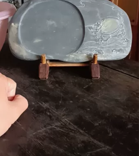端砚，原装石眼，加厚尺寸，随形仿古雕刻海水...