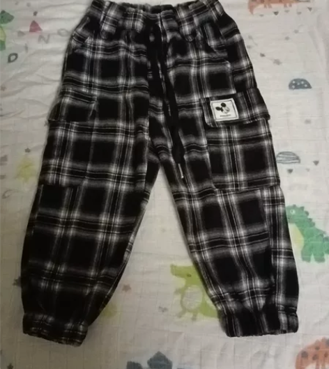 工装格子裤6码，男女孩都可以穿 感兴趣的话...
