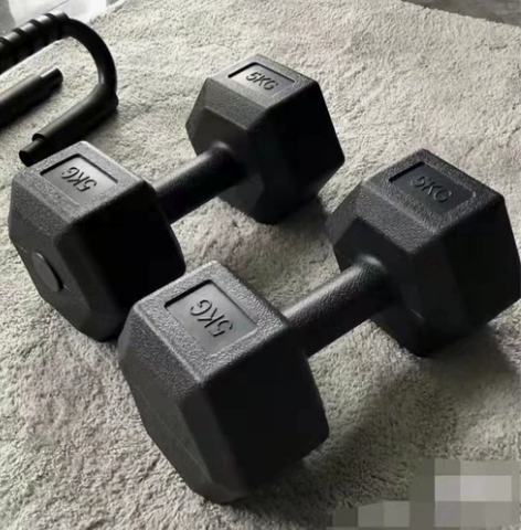 全新六角哑铃一对37.8元包邮，单只5KG...