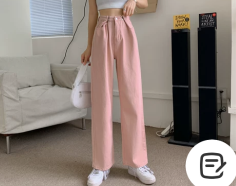 小众设计感高腰白色牛仔裤女春秋阔腿宽松直筒...