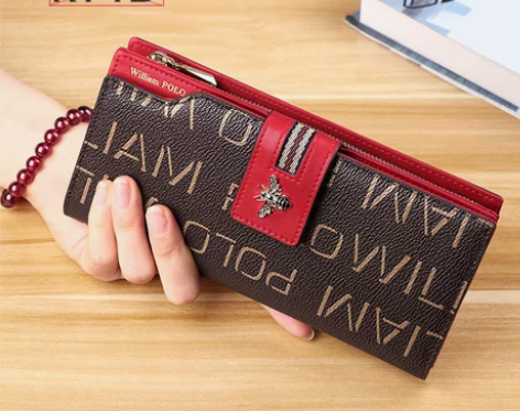 英皇保罗防盗刷钱包女士长款真皮钱夹大容量多...